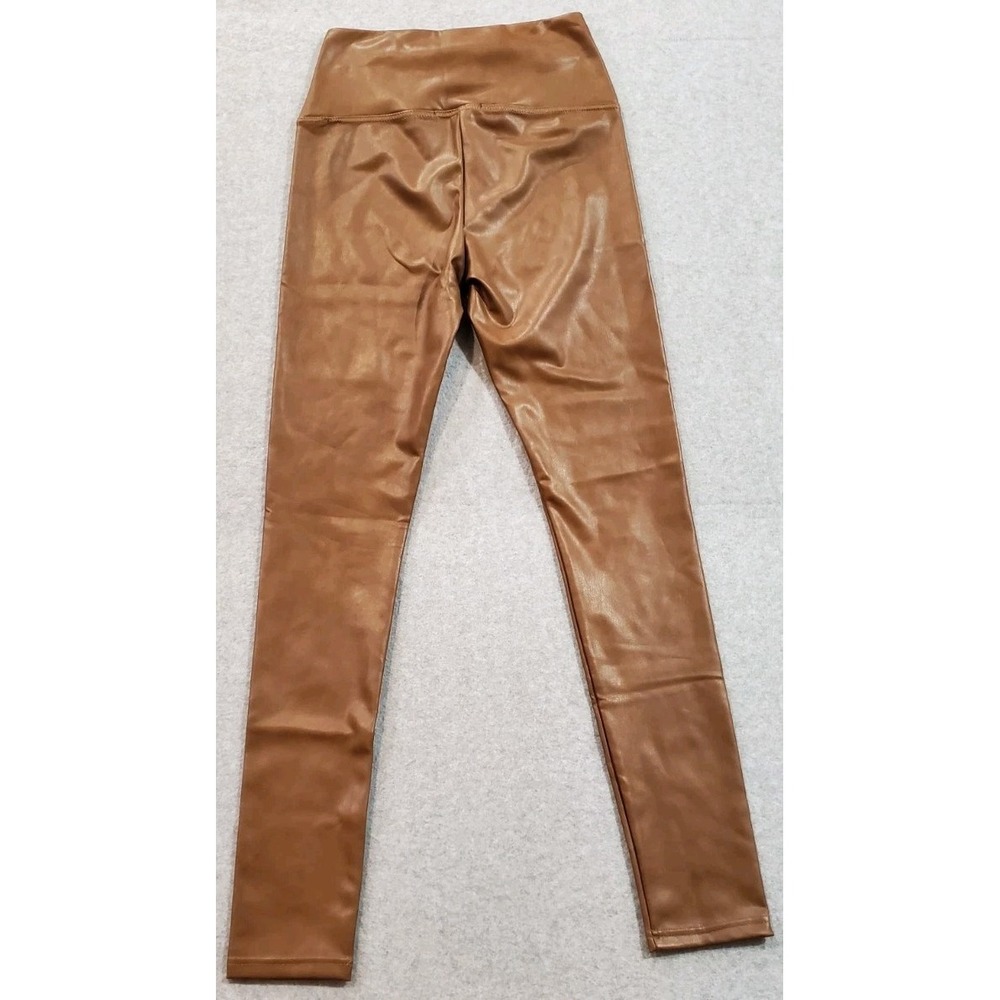 7 for All Mankind Women's Brown Faux‎ Leather Leggings, Size XS - Picture 2 of 5